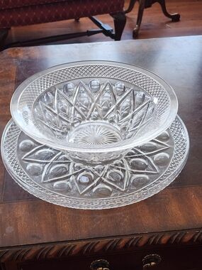Imperial Glass Clear Serving Bowl and Platter Set, Cape Cod Pattern